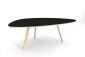 Castelijn Circlips Tafel Fenix zwart blad rand en 1 eiken poot mat wit en 2 poten RVS