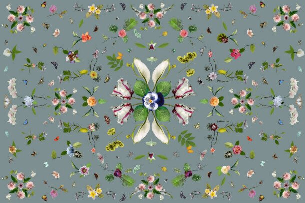 Moooi Carpets Garden of Eden vloerkleed Grey bloemprint