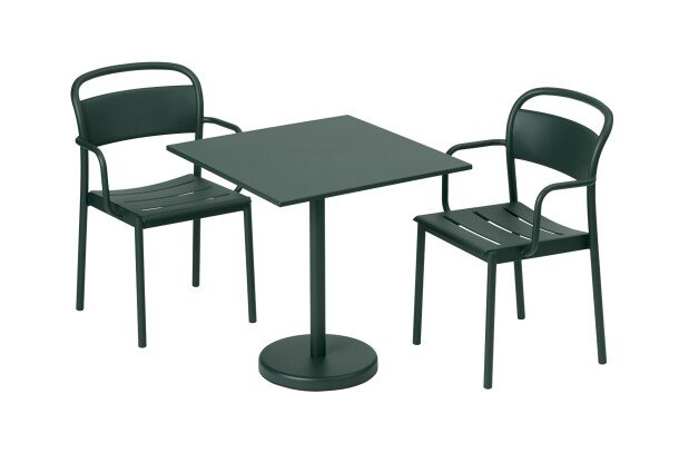 Muuto Linear Steel Armchair Cafe Table Dark Green