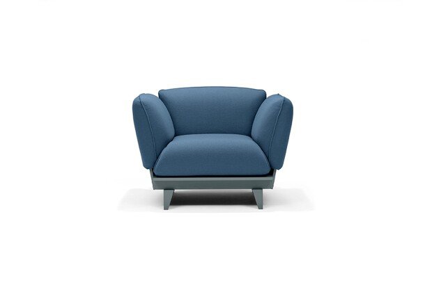 Red Stitch float fauteuil blauw grijs