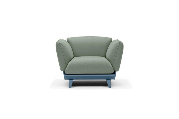 Red Stitch float fauteuil groen blauw