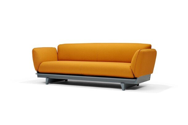 Red Stitch float sofa oranje grijs2